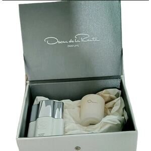 Oscar De La Renta Activee Body Lotion 1.6 oz. Perfume Candle Gift Box Set NEW